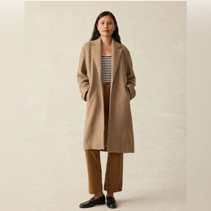 Faherty the Atlantic Knit Wool Blend Coat in Cappuccino—Size XS
